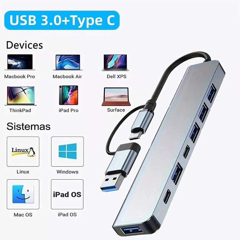 2 In 1 USB3.0 Hub 7 Port Type  - Laptop Accessories Price recension och pris